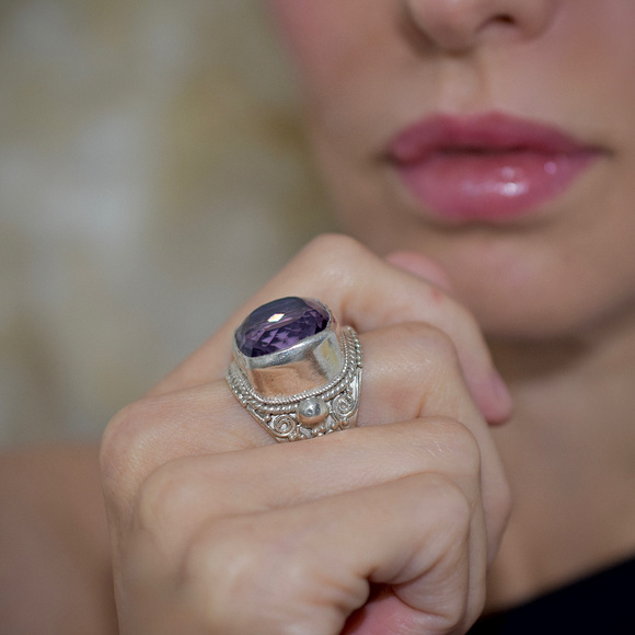925 Silver Amethyst Large Cocktail Ring